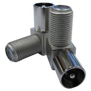 Matchmaster 08MM-A14 Coaxial Adaptor, 'F' Female to IEC Male Right Angle Adaptor (5 Pack), Used to adapt 'F' type male connections to IEC (PAL) male with 90-degree bend Radius 1 Matchmaster 08MM-A14 Coaxial Adaptor, 'F' Female to IEC Male Right Angle Adaptor (5 Pack), Used to adapt 'F' type male connections to IEC (PAL) male with 90-degree bend Radius