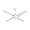 Clipsal P4HS1200AL-WE Airflow Ceiling Fan, Less Light, 1200mm, 48", 3 Speed, 4 Blade, Metal Body Aluminium Blades, AC Motor, Hangsure, 240V 60W, White