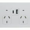 Trader FLPP2USBAU Flat Fully Integrated Dual Format A & C USB Charger Auto Switched Power Point White