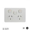 Trader FLPPSW2G Flat Power Point Switched 2 Gang 10A 250V~ With Extra Switch 16AX/20A