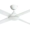 HPM RCF12H4WE Inspire Series Ceiling Fan, Less Light, 1200mm, 48", 3 Speed, 4 Blade, Metal Body & Timber Blades, AC Motor, Hangsure, 240V 50W, White