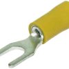 HellermannTyton SD5-6 Insulated Fork Lug, Spade Terminal, Double Grip, Blue, 6mm Cable, 6mm Stud, Pack of 50