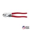 Klein Tools 63050 Cable Cutter, Shear-Type Jaws, Precision One-Hand Action, Cuts 4/0 Aluminium & 2/0 Copper, 23.9cm Length, 408g, Red Handle