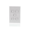 Ravelo S5 Switch, Single Pole, Flush, 5 Gang, Vertical, 240V 16A, 1 or 2 way, White Electric