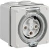 Schneider EY56SO332 Easy56 Series Socket Outlet, Socket only, IP66, 250V, 1 Phase, 32A, 3 Round Pins, Surface Mount, 101mm H x 101mm W x 101mm D, Grey