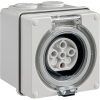 Schneider EY56SO520 Easy56 Series Socket Outlet, Socket only, IP66, 415V, 3 Phase, 20A, 5 Round Pins, Surface Mount, 101mm H x 101mm W x 101mm D, Grey