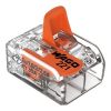 Wago 221-612 2-Wire Connector, Splicing Connector, Cage Clamp, 41A, 450V, 50 PCE Box, 16x21.1x10.1mm, Transparent/Orange Actuator