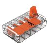 Wago 221-612 Splicing Connector, 5 Wire, Cage Clamp, 41A, 450V, Tool-Free Lever Mechanism, 36.7x21.1x10.1mm, Pack of 15, Transparent/Orange Actuator