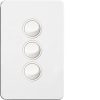 Hager WBSSV3 Silhouette Series Switch, Single Pole, Flush, 3 Gang, Vertical, 250V 16AX, 1 or 2 Way, Gloss White