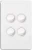 Hager WBSSV4 Silhouette Series Switch, Single Pole, Flush, 4 Gang, Vertical, 250V 16AX, 1 or 2 Way, Gloss White