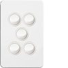 Hager WBSSV5 Silhouette Series Switch, Single Pole, Flush, 5 Gang, Vertical, 250V 16AX, 1 or 2 Way, Gloss White