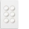 Hager WBSSV6 Silhouette Series Switch, Single Pole, Flush, 6 Gang, Vertical, 250V 16AX, 1 or 2 Way, Gloss White