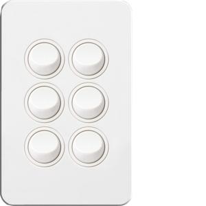 Hager WBSSV6 Silhouette Series Switch, Single Pole, Flush, 6 Gang, Vertical, 250V 16AX, 1 or 2 Way, Gloss White 1 Hager WBSSV6 Silhouette Series Switch, Single Pole, Flush, 6 Gang, Vertical, 250V 16AX, 1 or 2 Way, Gloss White