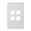 Legrand ED770/4GPLWE Excel Life Dedicated Plate Series Grid Plate & Cover, Switch Plate, Less Mechs, Flush, Vertical/Horizontal, 4 Gang, White Electric