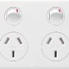 Legrand ED7774WE Excel Life Dedicated Plate Series GPO, Quad, 4 Gang, Individually Switched, Powerpoint, Switchplug Combination, Double Pole, Flush, Horizontal, 240V 10A, 3 Pin, White Electric